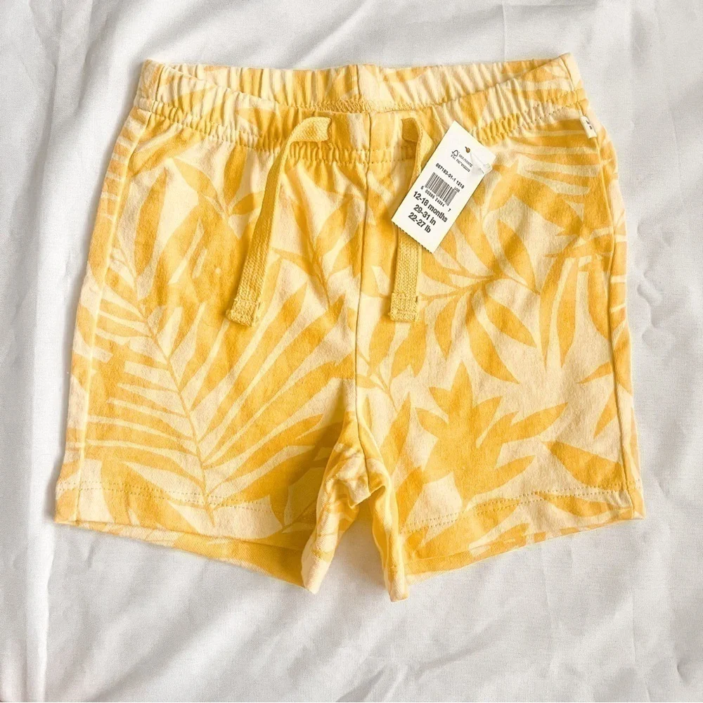 NWT Baby Gap Yellow Floral Print Pull On Shorts Size 12-18 Months